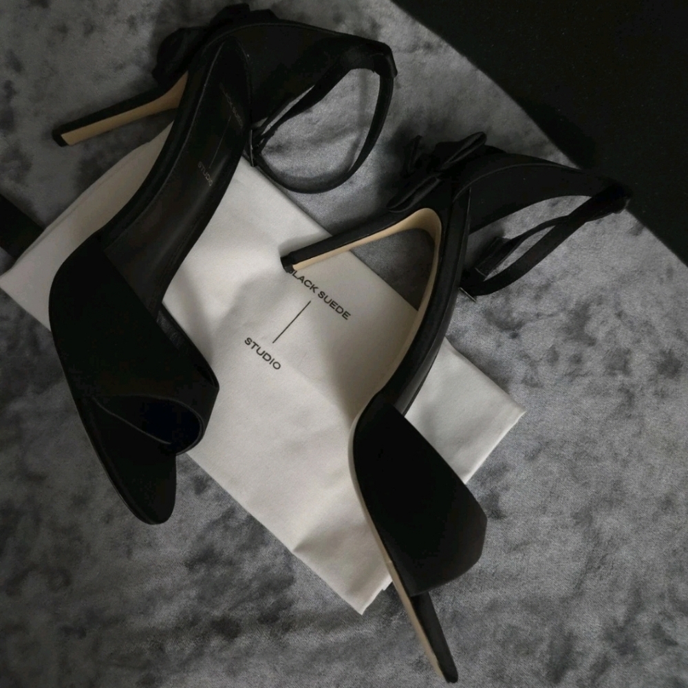 Black Suede Studio Josey Satin Heels EU 41 US 11 - Picture 6 of 10